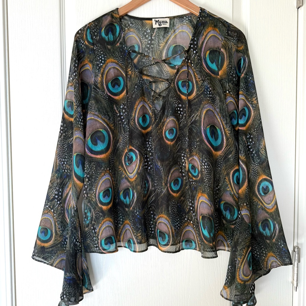Show Me Your Mumu Zuko peacock print top size small